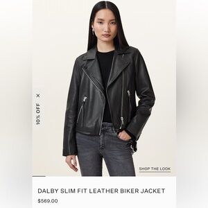 AllSaints DALBY SLIM FIT LEATHER BIKER JACKET